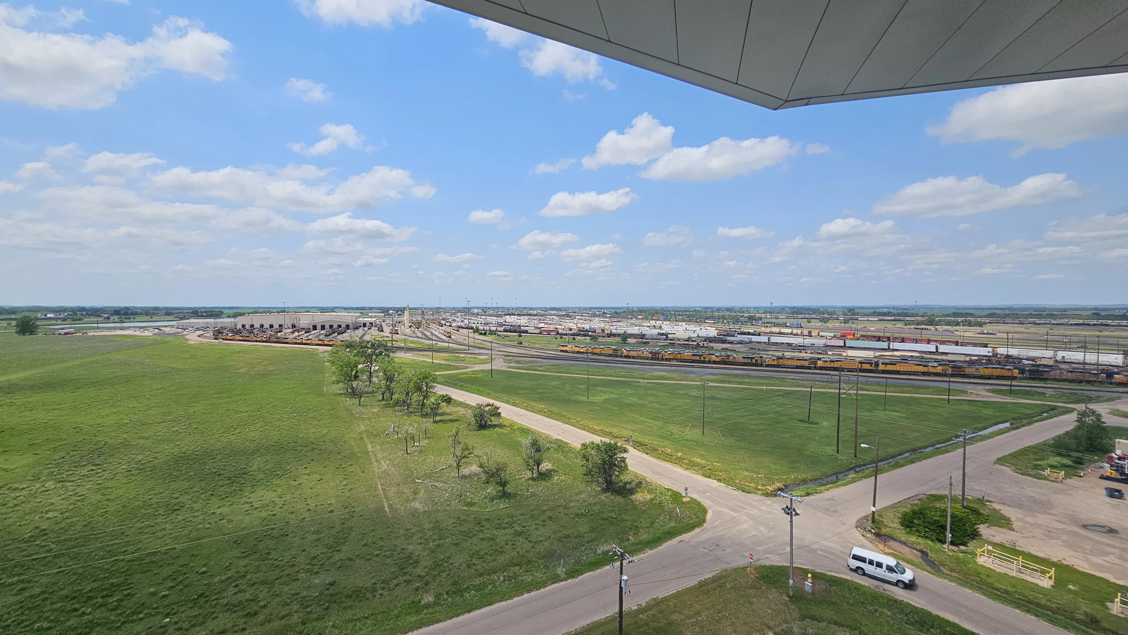 A wider view of the yard from the tower's observation deck