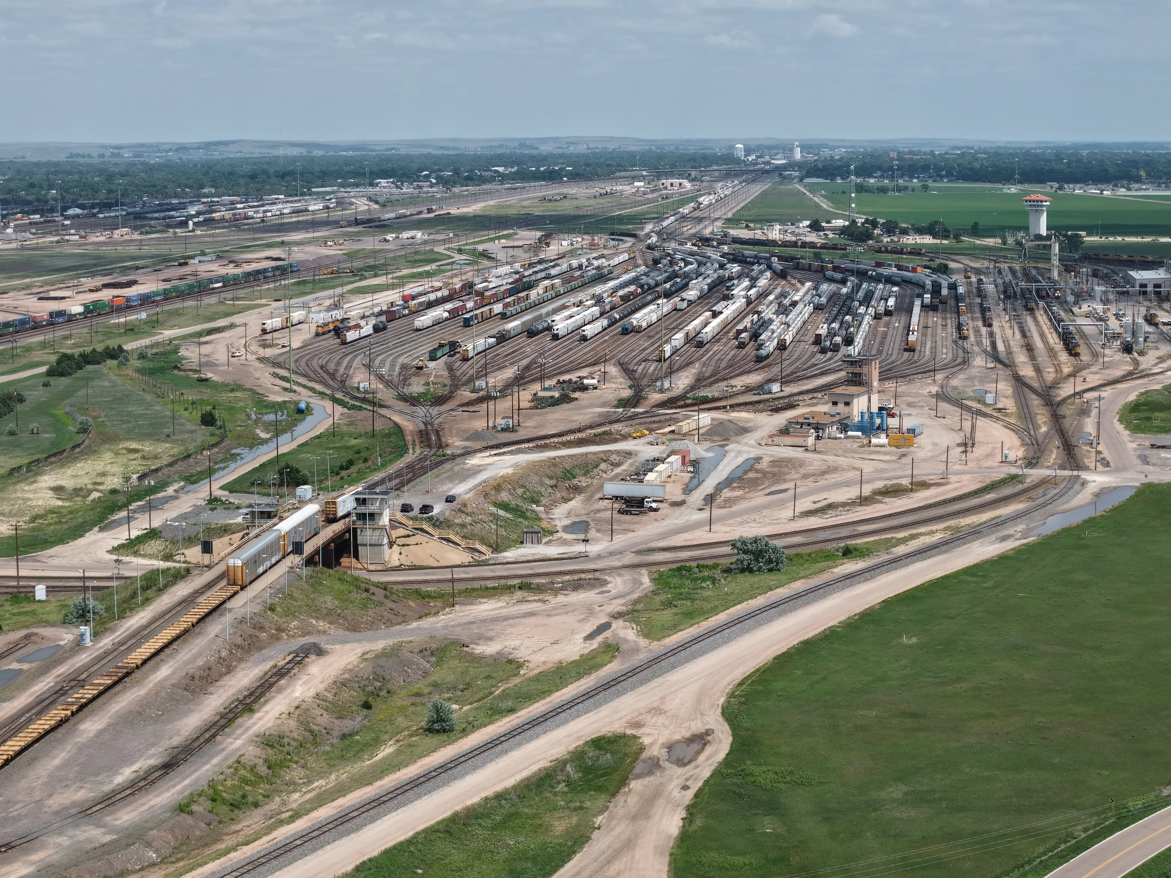 Drone shot of the east hump, with the golden spike tower visible in the upper right