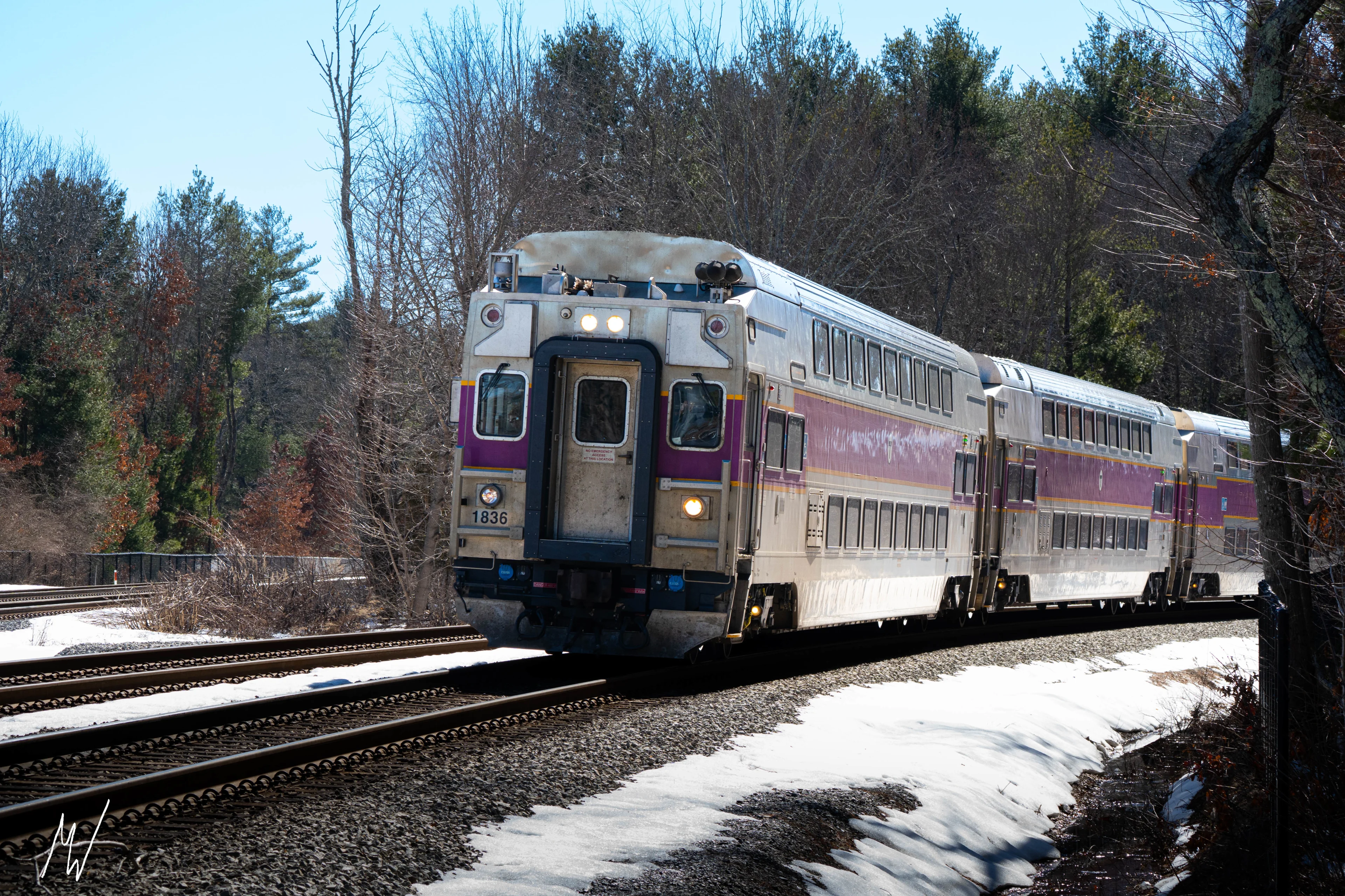 Shot from south of the crossing, near the signal boxes. This is a cab leader coming from the Fall River side.